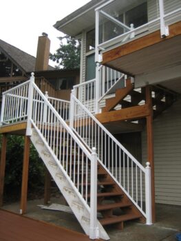 Picture of vinyl stairs on the back of a building